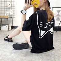 メール便661809】大きいサイズ ねこ ネコ 猫プリントシンプル カットソー Tシャツ ワンピース LL~4L