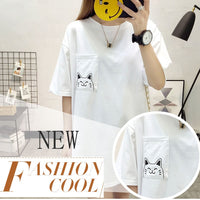 メール便661809】大きいサイズ ねこ ネコ 猫プリントシンプル カットソー Tシャツ ワンピース LL~4L