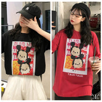 メール便662055】大きいサイズ 韓国 ファッション プリント デカロゴ 原宿 Tシャツ LL-4L