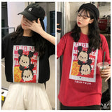 メール便662055】大きいサイズ 韓国 ファッション プリント デカロゴ 原宿 Tシャツ LL-4L