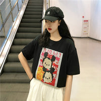 メール便662055】大きいサイズ 韓国 ファッション プリント デカロゴ 原宿 Tシャツ LL-4L