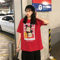 メール便662055】大きいサイズ 韓国 ファッション プリント デカロゴ 原宿 Tシャツ LL-4L