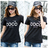 メール便901378】大きいサイズ 穴あき風 HOLLYWOOD  COCO N9プリント デカロゴ　セレカジ　大人気 Tシャツ F 4L~6L