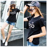 メール便901378】大きいサイズ 穴あき風 HOLLYWOOD  COCO N9プリント デカロゴ　セレカジ　大人気 Tシャツ F 4L~6L