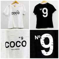 メール便901378】大きいサイズ 穴あき風 HOLLYWOOD  COCO N9プリント デカロゴ　セレカジ　大人気 Tシャツ F 4L~6L