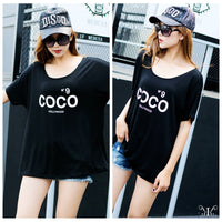 メール便901379】大きいサイズ ドルマン プリント COCO　HOLLYWOOD　N) セレカジ　デカロゴ Tシャツ F 4L~6L