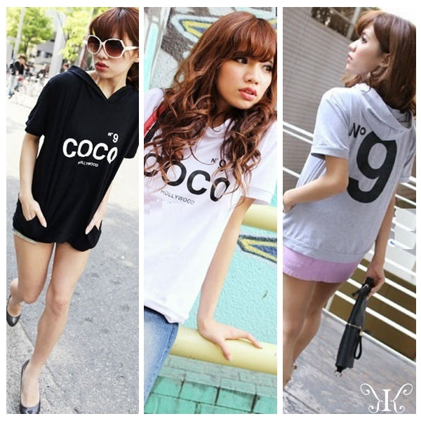 メール便900190】大きいサイズ HOLLYWOOD　COCO　N)デカロゴ 前後プリント　出レカジ パーカーTシャツ F 4L~6L