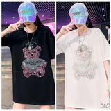 メール便732892】大きいサイズ 韓国 レディース ファッション ビーズ付 Tシャツワンピース LL-4L　ラインストーン付