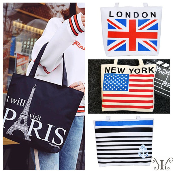 メール便775338】エコバッグ LONDON　NEW YORK　LONDON トートバッグ プリント キャンバスバッグ カバン 買い物袋 shop bag