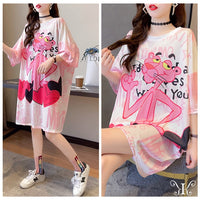 メール便735189】大きいサイズ春夏 韓国 レディース ファッション Tシャツワンピース LL-4L