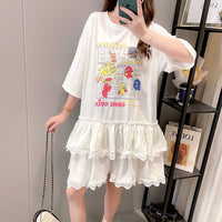 メール便735212】大きいサイズ春夏 韓国 レディース ファッション Tシャツワンピース LL-4L　スマイル　英字プリント