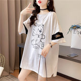 メール便736363】大きいサイズ春夏 韓国 レディース ファッション レースアップ Tシャツワンピース LL-4L