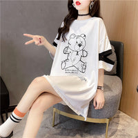 メール便736363】大きいサイズ春夏 韓国 レディース ファッション レースアップ Tシャツワンピース LL-4L