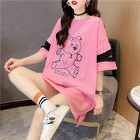 メール便736363】大きいサイズ春夏 韓国 レディース ファッション レースアップ Tシャツワンピース LL-4L