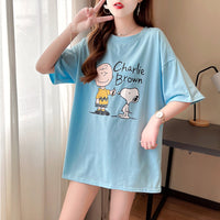 メール便736391】大きいサイズ春夏 韓国 レディース ファッション レースアップ Tシャツワンピース LL-4L プリント