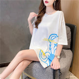 メール便736428】大きいサイズ春夏 韓国 レディース ファッション レースアップ Tシャツワンピース LL-4L